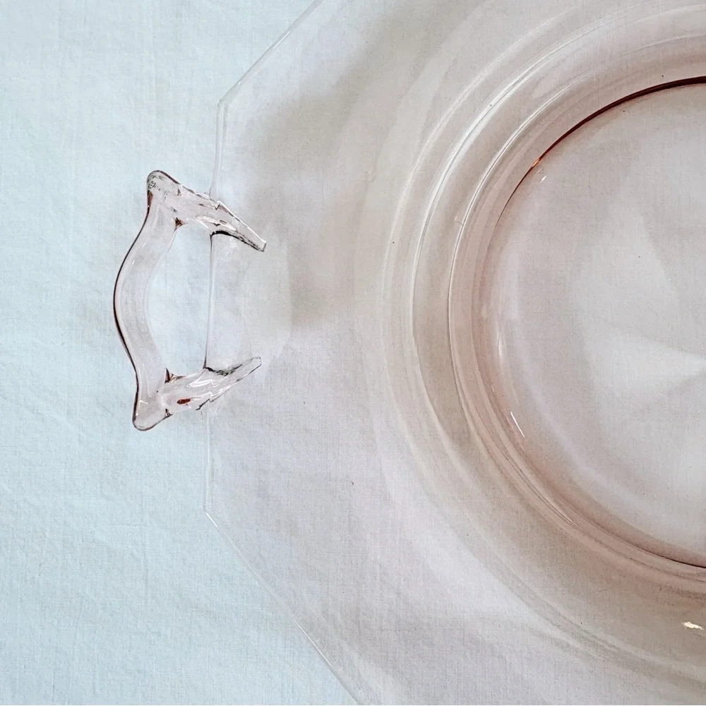 Vintage Pink Depression Glass Octagonal Serving Platter